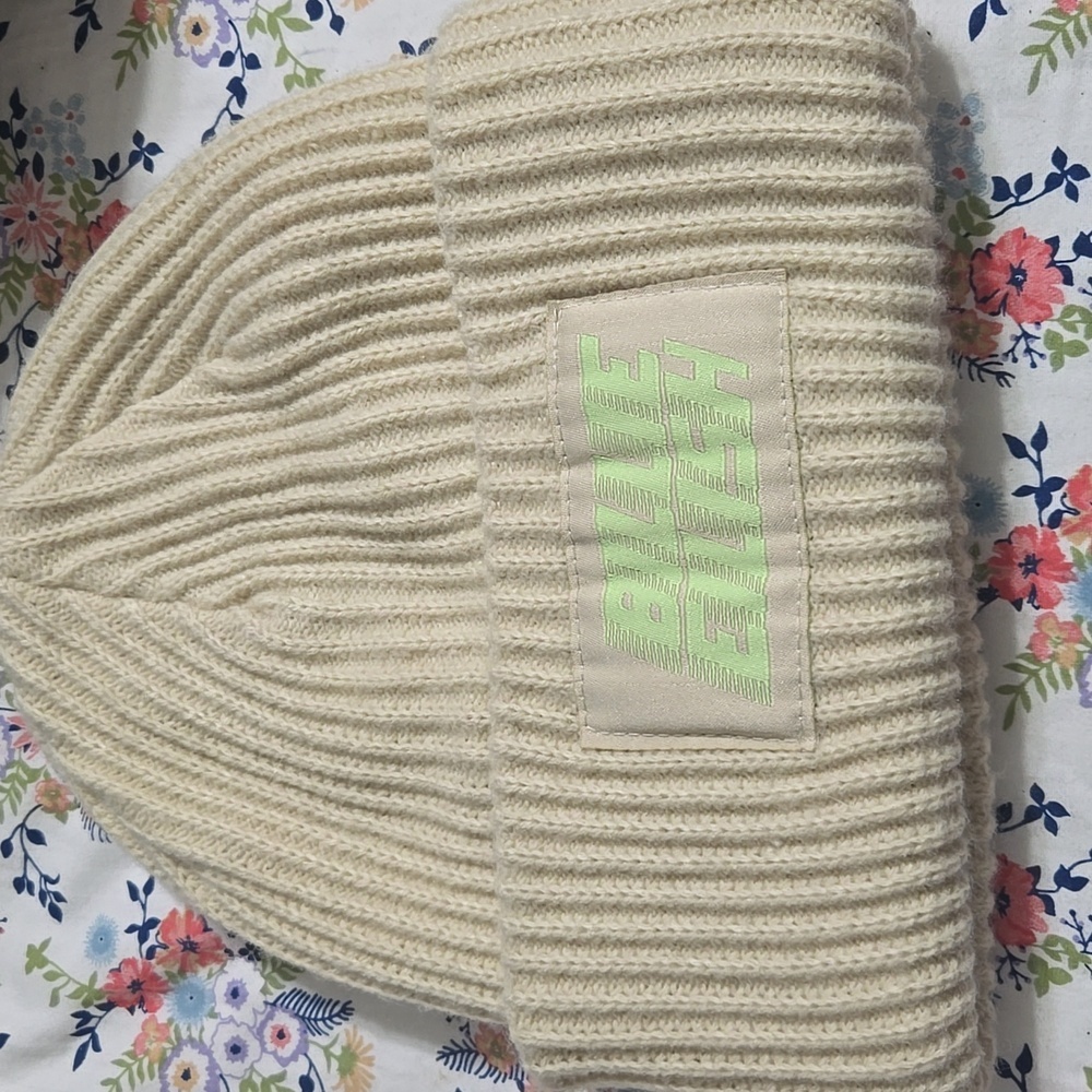 Divided Cream Ribbed Knit Beanie